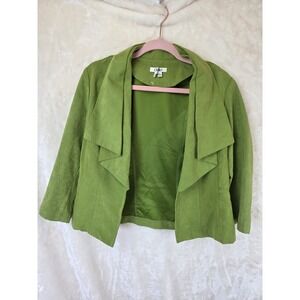 Cato Womens Faux Suede Open Front Draped Jacket Lime Green Size M Blazer Coat